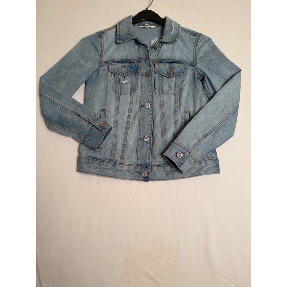 LC Lauren Conrad Denim Jacket Light Wash Love Kindness Embroidered XS Distressed